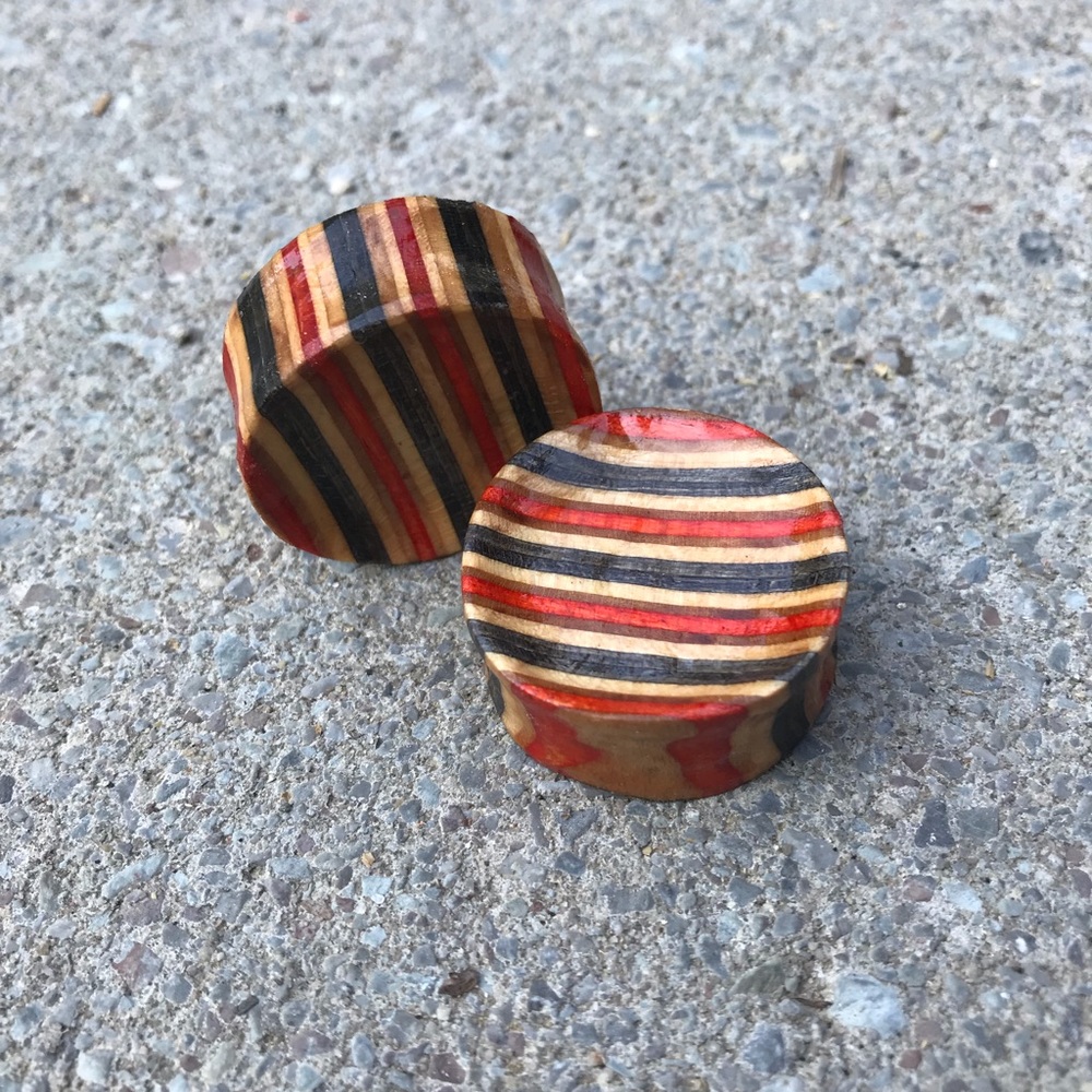 Custom wooden skateboard plugs